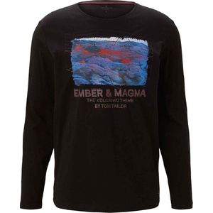Tom Tailor - T-shirt Lange mouw - Heren Zwart - Katoen - 1029221