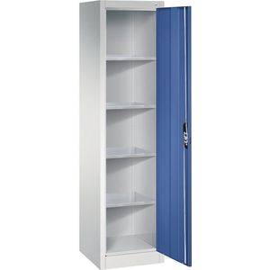 C+P Werkplaats-vleugeldeurkast, h x b x d = 1950 x 502 x 500 mm, lichtgrijs/gentiaanblauw