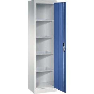 C+P Werkplaats-vleugeldeurkast, h x b x d = 1950 x 502 x 400 mm, lichtgrijs/gentiaanblauw