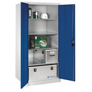 C+P Vleugeldeurkast met zichtvenster, h x b x d = 1950 x 930 x 600 mm, 3 legborden, 3 laden, lichtgrijs/antracietgrijs
