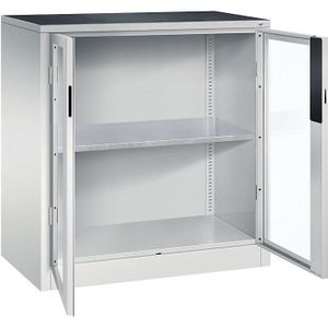C+P Vleugeldeurkast met zichtvenster, h x b x d = 1000 x 930 x 500 mm, 1 legbord, lichtgrijs/lichtgrijs