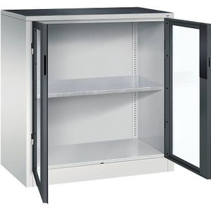 C+P Vleugeldeurkast met zichtvenster, h x b x d = 1000 x 930 x 500 mm, 1 legbord, lichtgrijs/antracietgrijs