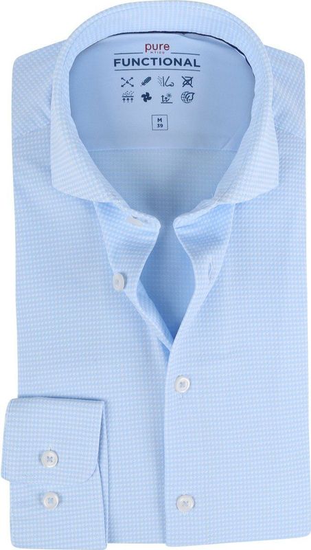 Pure - Functional Overhemd - Blauw - Pied De Poule - Heren