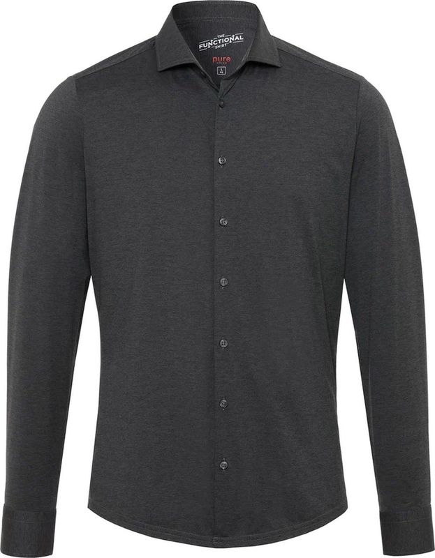 Pure - Jersey Shirt - Antraciet - 86% Polyamide / 14% Elastaan - Lange Mouw