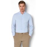 Pure - Shirt - Lichtblauw - Slim-fit - 59% Polyamide, 27% Polyester, 14% Elastan