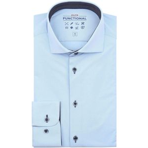 Pure - Shirt - Lichtblauw - Slim-fit - 59% Polyamide, 27% Polyester, 14% Elastan