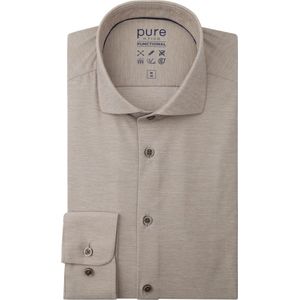 Pure - Melange - Overhemd - Beige - Slim-Fit - Sneldrogend, Ademend, Super Stretch
