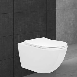 Wandcloset in mat keramiek 52 cm lang Randloos met soft-close Luxebath