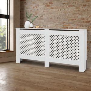Radiatorpaneel 152x19x82 cm ruit wit gemaakt van MDF