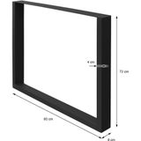 Tafelpoten set van 2 80x72 cm zwart staal