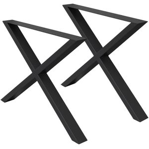 Set van 2 tafelpoten X-Design zwart, 60x72 cm, gepoedercoat staal