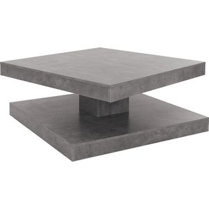 Salontafel met 360° draaibaar tafelblad 78x78x36 cm Grijs/betonlook ML-Design