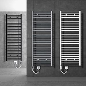 Badkamerradiator Sahara met verwarmingselement 900W 400x1200 mm antraciet gebogen met zijaansluiting