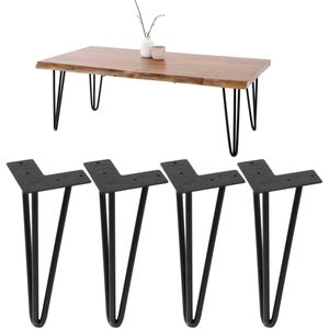 ML-Design Set van 4 tafelpoten, met 3 poten, 20,5 cm, zwart, gemaakt van metaal met poedercoating