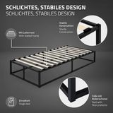 Bedframe eenpersoonsbed metalen bed 90x200 cm zwart met lattenbodem ML design