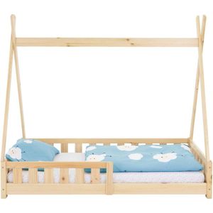 Kinderbed met uitvalbeveiliging en lattenbodem 80x160 cm Dennenhout naturel ML-Design