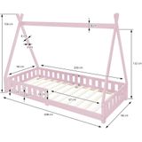 Kinderbed met Uitvalbeveiliging en Lattenbodem 90x200 cm Roze Grenen Hout ML-Design