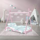 Kinderbed Tipi met lattenbodem 70x140 cm Roze Hout ML Ontwerp