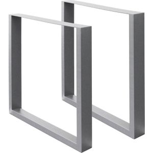 Set van 2 tafelpoten grijs, 60x72 cm, gepoedercoat staal