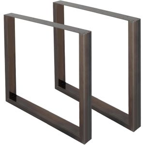 Set van 2 vierkante tafelpoten, antraciet, 90x72 cm, gemaakt van staal