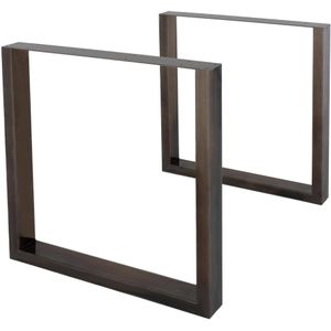 Set van 2 vierkante tafelpoten, antraciet, 60x72 cm, gemaakt van staal