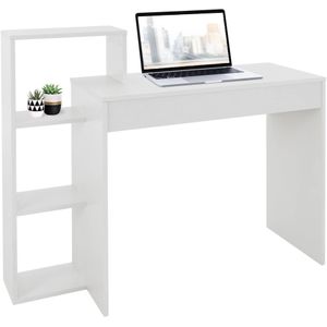 ML-Design Bureau met legplank, werktafel bureautafel computertafel laptoptafel, met opbergruimte, wit, 3 legplanken, 110x72x40 cm, hout, 2-in-1 systeem, voor thuis/werkkamer