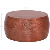 Couchtisch ø 90x45 cm Kupfer, Unikat, Hammerschlag-Optik, Handgefertigter Beistelltisch, Orientalischer Wohnzimmertisch, Runde Tisch, Aluminium