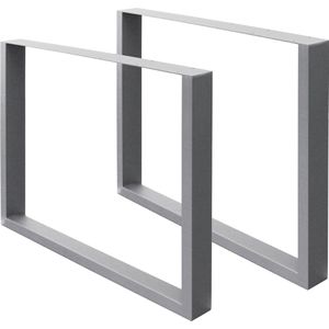 Set van 2 tafelpoten grijs, 90x72 cm, gepoedercoat staal