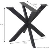 ML-Design Tafelpoten X-Design, zwart, 85x71x85 cm, gemaakt van metaal