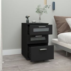 ML-Design - Nachtkastje - Zwart - Hout - 3 Laden