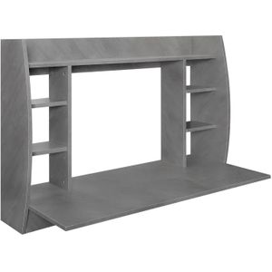 ML-Design Wandbureau In Grijs Beton, 110x75x48 Cm, Hangend Bureau Met Stevig Schapelement En Ruime Vakken, Wandtafel Wandkast Bureau Computertafel Kantoortafel Werkbureau