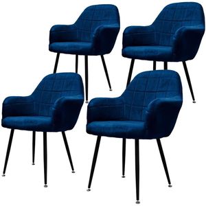 Set van 4 Eetkamerstoelen Donkerblauw