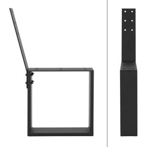 ML-Design Set van 2 bankpoten, zwart, 40x78,5 cm, gemaakt van staal