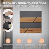 Brievenbus met krantenvak 37x36,5x11 cm antraciet/houtlook staal ML design
