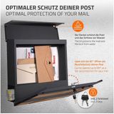 Brievenbus met krantenvak 37x36,5x11 cm antraciet/houtlook staal ML design