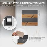 Brievenbus met krantenvak 37x36,5x11 cm antraciet/houtlook staal ML design