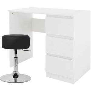 Bureau met drie laden 90x76x50 cm Wit Hout ML Design