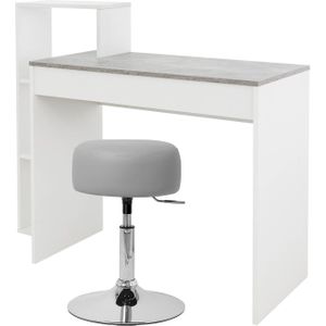 Bureau met kruk 110x72x40 cm wit/betonlook ML design