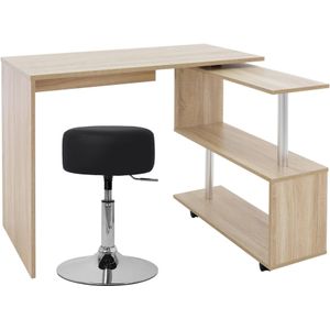 Bureau met Vier Wielen 150x88x75 cm Wit MDF ML-Design