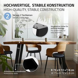 Tafelpoten Set van 2 75x72 cm Zwart Staal ML-Design