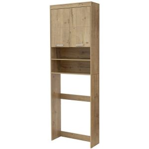 ML-DESIGN Waschmaschinenumbauschrank Badezimmerschrank für Waschmaschine Hochschrank Badmöbel Badregal Badregal mit Türen Eiche Umbauschrank Überbau Waschmaschinenüberbau