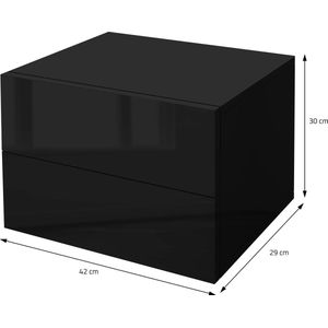 Nachtkastje met twee laden 42x29x30 cm Zwart Glans ML Design