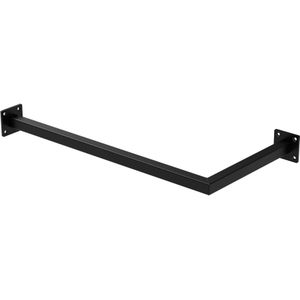 Kleiderstange Übereck für die Wand, T30cm x B60cm, Schwarz, aus Stahl, rostfrei, Garderobenstange L-Form, Kleiderständer Wandmontage, Kleidergestell