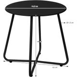 Beistelltisch, Schwarz, Runder Couchtisch ø 44,5 x 46 h cm, Wohnzimmertisch aus Stahl, Kleiner Kaffeetisch für Draussen, Stabiler Sofatisch,