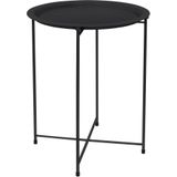 Beistelltisch rund Ø43xH52 cm aus Metall, Anthrazit, Couchtisch mit abnehmbarem Tablett, klappbar, stabil, Wohnzimmertisch Sofatisch Kaffeetisch