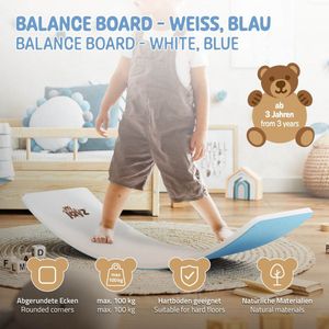 Balance Board Kinderen 83x30x19 cm Blauw gemaakt van linde multiplex tot 100 kg Joyz