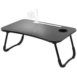 Laptoptafel met USB-poorten inklapbaar 60x40 cm Zwart gemaakt van MDF incl. USB-lamp en ventilator ML-Design