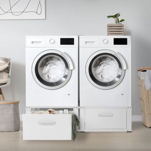 Dubbel basisframe wasmachine met 2 laden 128x53,5x31,5 cm wit staal ML design
