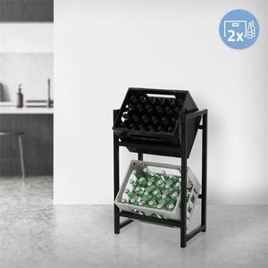 ML-Design Drankenkrattenrek voor 2 kratten, 47x31x75,5 cm, metaal, vrijstaand, staand rek voor drankenkratten, drankenrek krattenrek bierkrattenrek drankenkrattenrek krattenrek