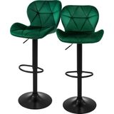 Barhocker 2er Set Grün Samtbezug mit Rückenlehne und Fußstütze höhenverstellbar 59-79cm ML-Design